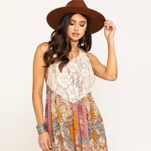 Free People Count Me In Trapeze Top in Floral Combo size Medium